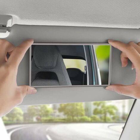 Miroir Pare-Soleil Voiture Adhésif - Acier Inoxydable - Surveillance Enfants Ou Maquillage - 15x8cm