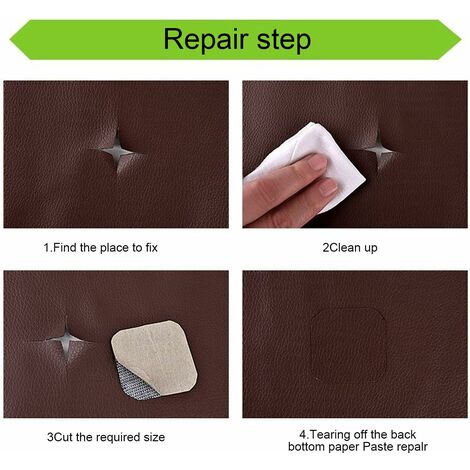 Patch de Réparation en Cuir, 1 Rouleau Auto-Adhésif en Cuir PU Patch de Réparation Kit Premiers Soins pour Canapé de Siège de Voiture Meubles Vestes Sac À Main 35 x 137cm Marron