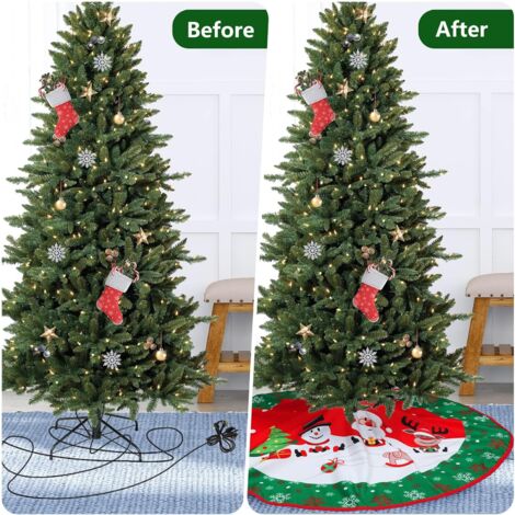 Jupe De Sapin De Noël 120 Cm Rouge - Tapis De Base Cache-Pied, Décorations De Noël Maison