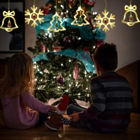 3Pcs Lumières décoratives de Noël, LED Lumièresde Noël Décoration Fenêtre Lumineux LED de Noël à Suspendre avec Ventouse Intérieu Rideau Guirlande Lumineux pour Décoration de Noël, Nouvelle année