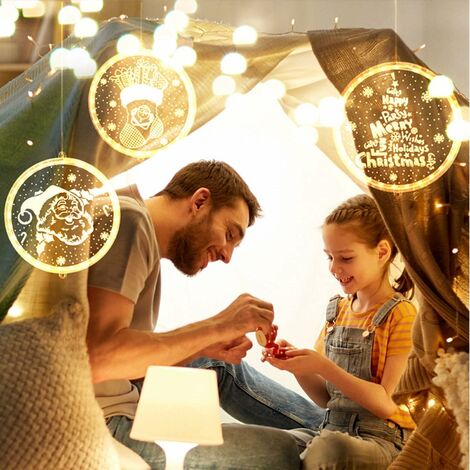 Décoration Fenêtre Lumineux,Lumière de Fenêtre à Ventouse LED,Lumières Ventouse à LED,Guirlande Lumineuse Fenêtre Noël,Rideau Lumière Noël,Guirlande LED Décoration Fenêtre de Noël,Fenêtre Noël Lumière
