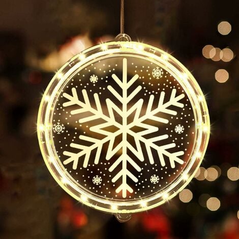Décoration Fenêtre Lumineux,Lumière de Fenêtre à Ventouse LED,Lumières Ventouse à LED,Guirlande Lumineuse Fenêtre Noël,Rideau Lumière Noël,Guirlande LED Décoration Fenêtre de Noël,Fenêtre Noël Lumière