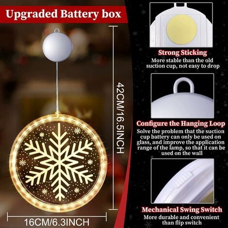 Décoration Fenêtre Lumineux,Lumière de Fenêtre à Ventouse LED,Lumières Ventouse à LED,Guirlande Lumineuse Fenêtre Noël,Rideau Lumière Noël,Guirlande LED Décoration Fenêtre de Noël,Fenêtre Noël Lumière