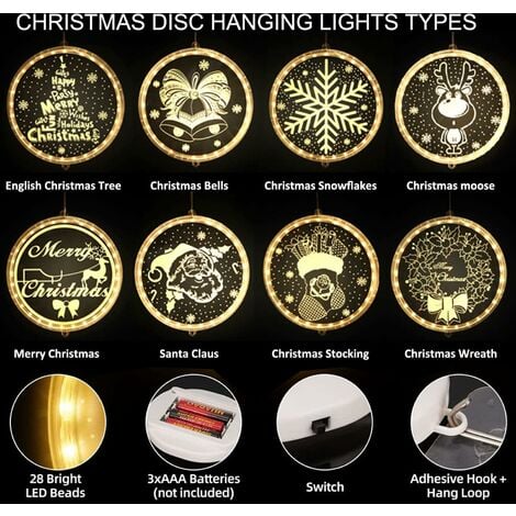 Décoration Fenêtre Lumineux,Lumière de Fenêtre à Ventouse LED,Lumières Ventouse à LED,Guirlande Lumineuse Fenêtre Noël,Rideau Lumière Noël,Guirlande LED Décoration Fenêtre de Noël,Fenêtre Noël Lumière