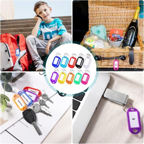30 Porte Clef Etiquette,Porte Clés En Plastique 10 Couleurs,Porte