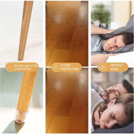 16 Pièces Protection Pied de Chaise, 21-25mm Rond Tampon Chaise, Protege Pied de Chaise Silicone pour Protéger Le Sol des Rayures et du Bruit, Embout Pied de Chaise