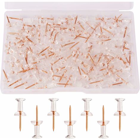 200 Punaises Transparentes Avec Tête En Plastique - Pointe Acier, Boîte De Rangement, Pour Tableaux Liège Et Murs - 4