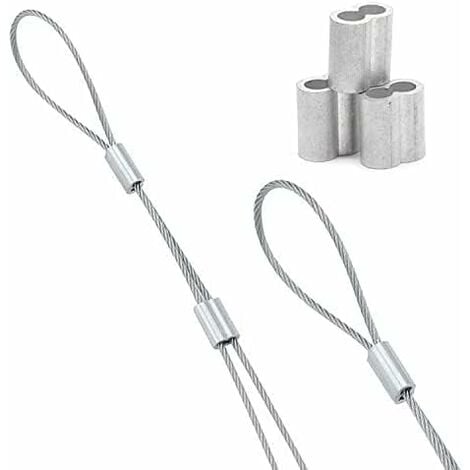 20x Manchons à sertir en aluminium avec double embouts 4.0 mm  Ferrules en aluminium, clip à sertir, manchons de presse, manchons à sertir, connecteurs pour câbles métalliques
