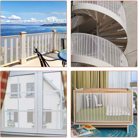 Filet de protection pour escaliers, Filet de sécurité de 3 mètres, Filet de  protection pour escaliers de balcon, Filet d'escalier de balustrade, Filet  d'escalier, Filet de protection de balcon (blanc)