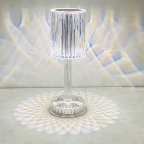 Lampe de Table LED en Cristal, Lampe de Table Sans Fil Rechargeable, Lampe de Chevet LED à Gradation Tactile pour Salon Chambre à coucher d'hôtel Fête des Mères