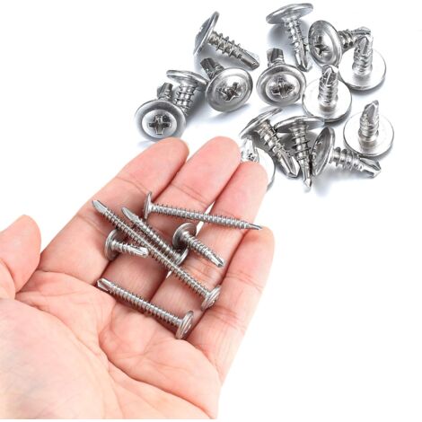 Vis autotaraudeuses, 210 Pièces vis auto-foreuses à tête vis à tête cylindrique, Vis en Acier Inoxydable Kit de Vis Autotaraudeuses Autoperceuses M4.2  50mm / 38mm / 30mm / 25mm / 19mm / 13mm