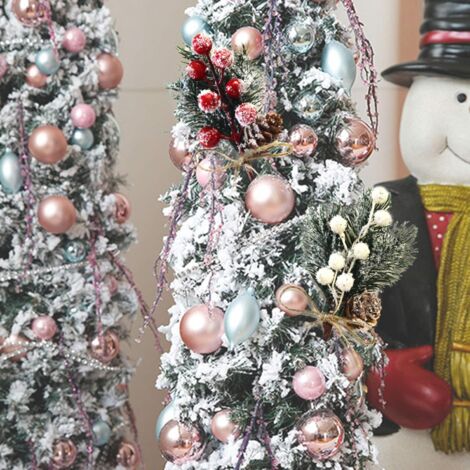 Lot de 10 tiges de Baies de Noël Rouges de 15 cm - Petits Pics et Sprays de Noël artificiels avec Pommes de pin, Houx, Baies de Noël, décorations de Fleurs pour couronnes de Noël