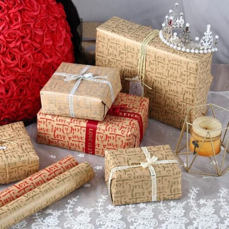 8 Feuilles De Papier Cadeau De Noël 70 X 50 Cm, Papier Kraft Recyclable, Avec 9 étiquettes Et Ficelle Pour Emballer Vos Cadeaux De Noël