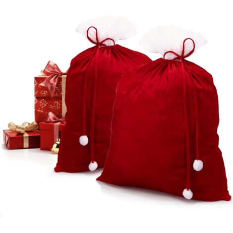Grand Père Noël Hotte Père Noël Velours Rouge Et Blanc - 70x110cm - Sac Grand Père Noël Hotte Père Noël Velours Rouge Et Blanc - 70x110cm - Sac