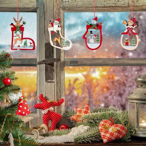 Décorations de Noël en Bois, Décoration Arbre de Noël, DIY en Bois Pendentif Décorations pour Arbre de Noël et Décorations de Fête