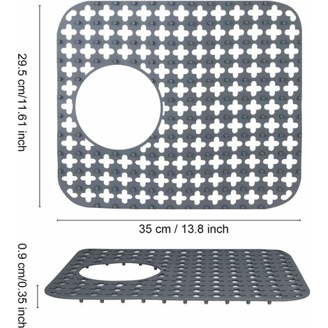2 Pièces Tapis Evier Cuisine, Tapis d'évier en Silicone Pliables Antidérapants, Protege évier de Cuisine, Tapis Fond Evier Cuisine pour éviers en Acier Inoxydable/Céramique (Gris, 35 x 30 cm)