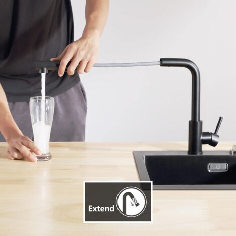 Mitigeur Cuisine Noir Laiton – Deux Jets, Douchette, Robinet Monotrou