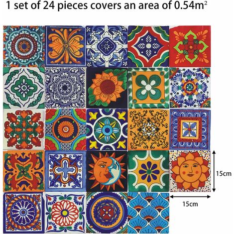 20 Pièces Autocollant de Tuile, Stickers Carrelage 15x15CM Motif 20 Pièces Autocollant de Tuile, Stickers Carrelage 15x15CM Motif