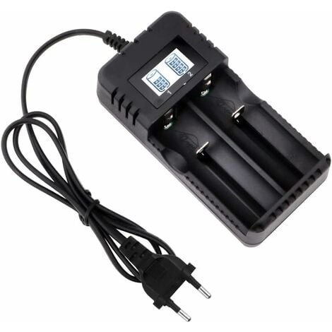 Chargeur de Batterie 18650 Chargeur Batterie Universel Charge Rapide Intelligente Tête à 2 Fentes avec Ecran LCD Compatible avec Une variété de Batteries Li-ION 4.2 V 26650/18650