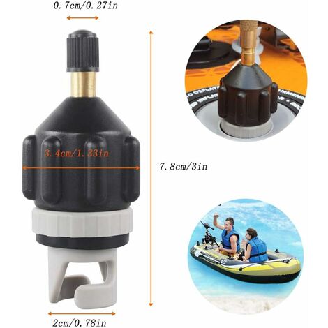 Adaptateur Sup Pompe à Air Conventionnelle Adaptateur Sup pour Compresseur Convertisseur de Pompe à Air pour Canoë Kayak Paddle Board Bateau Pneumatique Adaptateur de Valve Standard Noir