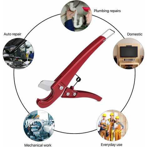 Flexzion Coupe-Tube Professionnel à Une Main – Ciseaux Rapides Pour PVC, PEX – Coupes Netto Et Droites – Rouge
