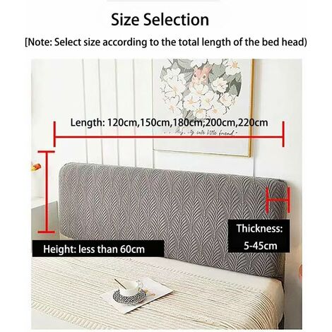 Housse De Tête De Lit En Velours Stretch 180cm - Protection Anti-poussière Lavable - Gris
