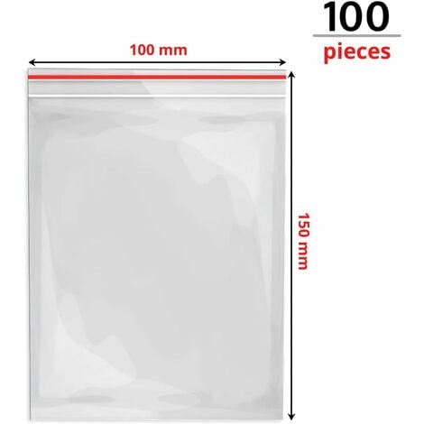 lot de 100 Sachet plastique fermeture ZIP Transparent