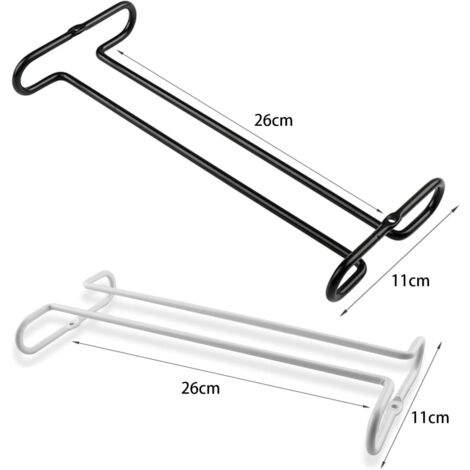 Lot De 2 Supports à Verres à Vin à 4 Rangées Sous Une Armoire, Noir à