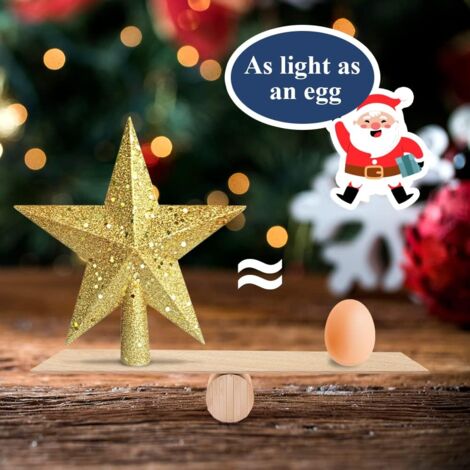 Étoile Sapin De Noël Lumineuse 25x20cm - Paillettes Scintillantes, Blanc Chaud - Cimier Parfait Pour Arbre De Noël Intérieur Et Extérieur