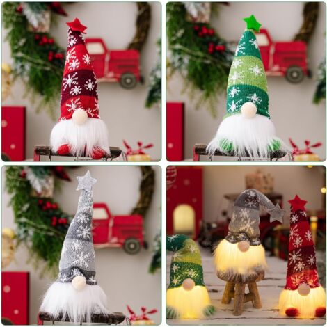 GNOME De Noel Lumineux, Lutin De Noel Farceur De Peluch, Deco Table Noel Interieur Maison, Decoration Noel Lumineuse, Décoration De Noël Intérieur, Ornements Scandinave Suédois Faits à La Main (C