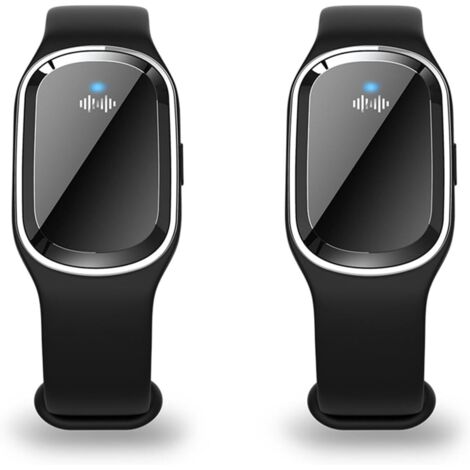 Lot de 2 Bracelet anti-moustiques à ultrasons, bracelet électronique anti-moustiques avec câble de charge USB (Noir) (1/4)