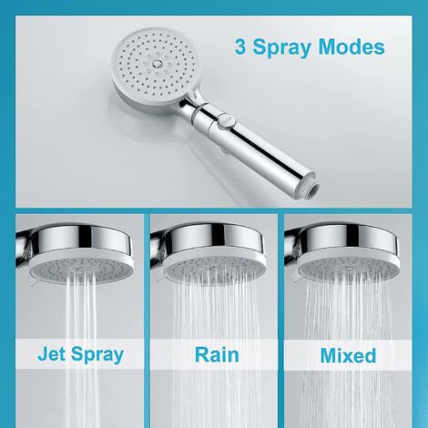 Pommeau de Douche Haute Pression,Pommeau de Douche 3 Jets,Pommeau de Douche Anti Calcaire,Douchette avec Interrupteur,Pommeau de Douche Economie d'eau,Douchette Douche Salle de Bain Universel