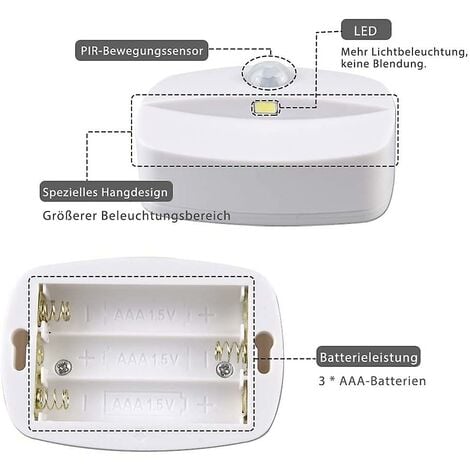 Veilleuse LED, [Lot de 2] Veilleuse PIR LED Auto On Off, Applique Murale, Lampes de Placard Détecteur de Mouvement, Lumières Sûres pour Escaliers, Couloir, Salle de Bain, Cuisine, Armoire [Classe éner