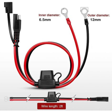 Câble SAE Avec Pinces Crocodile Et Interrupteur - 16AWG, 12V, 3.5 M - Pour Connexion Rapide Sur Batterie (VTT, Tracteur, Pompe à Eau, Moto) - 5