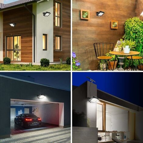 Lot de 2 56 lampes solaires LED d'extérieur avec détecteur de mouvement, étanche IP65, angle d'éclairage de 120 degrés, avec câble de 5 m