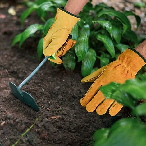 Lot De 24 Paires De Gants De Travail Coton Et Cuir - Manchette De Sécurité - Jardinage, Bricolage