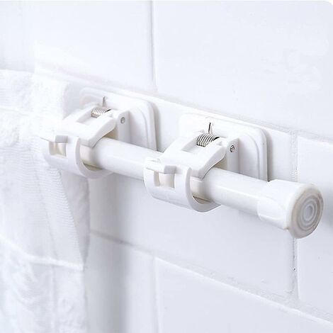Supports Adhésifs Pour Tringle à Rideau De Douche – Lot De 2, Sans Perçage, Blanc, Fixation Facile