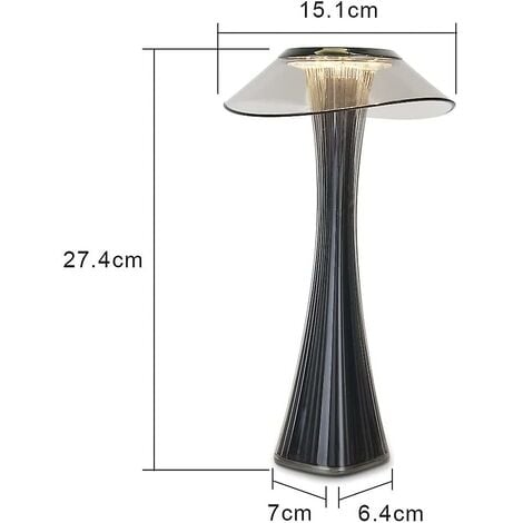 Lampe de table design rechargeable lampe à poser LED tactile - Dimmable Titane lampe de chevet USB 3W lampe de bureau sans fil avec batterie et abat-jour pour chambre salon et bureau [Classe énergétiq