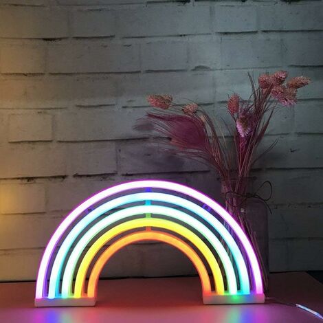 Arc-en-ciel LED Enseignes Au Néon Art Coloré Lampe Au Néon Veilleuses Décoration Murale Intérieure pour La Maison Fête Anniversaire Saint Valentin Cadeaux Chambre Décoration