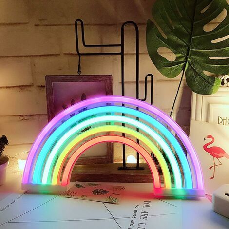 Arc-en-ciel LED Enseignes Au Néon Art Coloré Lampe Au Néon Veilleuses Décoration Murale Intérieure pour La Maison Fête Anniversaire Saint Valentin Cadeaux Chambre Décoration