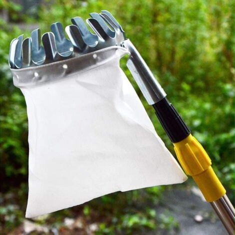 Cueilleur De Fruits Télescopique 2,4 M Avec Sac - Inox Et Aluminium, Pour Pommes, Poires, Agrumes...