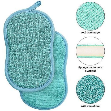 Lot 5 Éponges Vaisselle Microfibre - Double Face Non Rayante - Lavable Réutilisable - 16x10cm - Multicolores