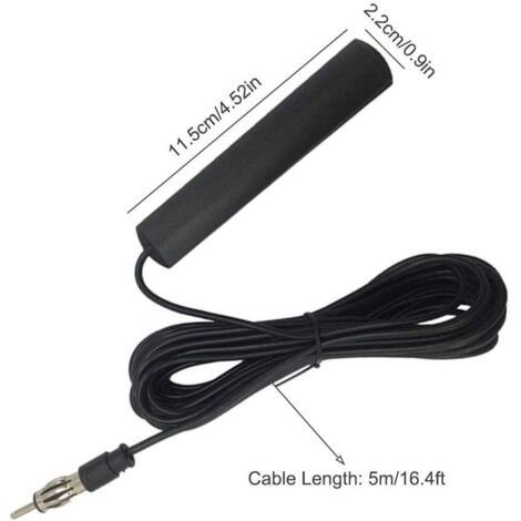 Antenne Radio Universelle Voiture – AM/FM, Adhésif Pare-brise, Câble 5 M – Compatible Voiture, Camion, Bateau, Fréquence 85-112 MHz
