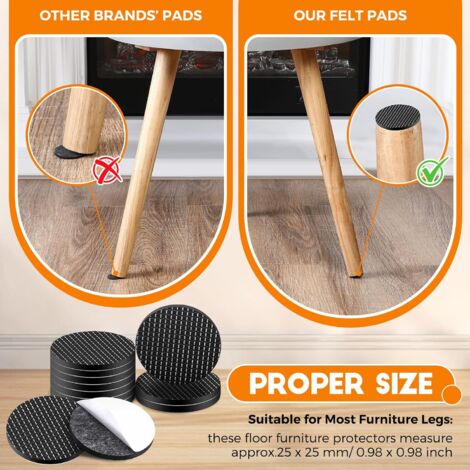 Lot De 50 Patins Ronds En Feutre Pour Pieds De Meubles En Bois Dur