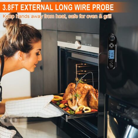 Thermomètre De Cuisine Numérique Instantané - Sonde 13,5cm | Précision 0,1°C | -50°C à 300°C | Pour Viande, BBQ, Liquides