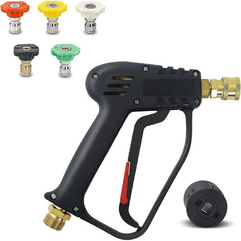 Pistolet de Lavage Haute Pression, 4000 PSI 280bar, Interface M22 (14 mm) Contient Karcher Rapide Connecteur， 5 Embouts de Buse d'eau pour Nettoyage de Voiture