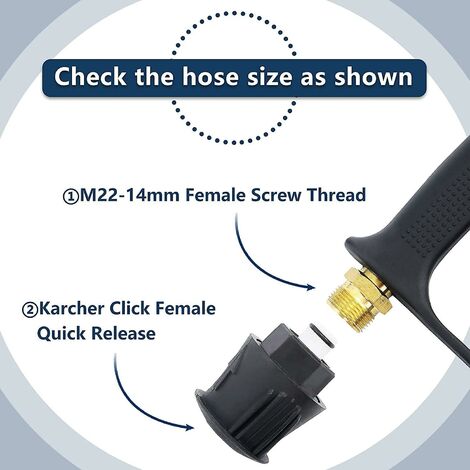Pistolet de Lavage Haute Pression, 4000 PSI 280bar, Interface M22 (14 mm) Contient Karcher Rapide Connecteur， 5 Embouts de Buse d'eau pour Nettoyage de Voiture