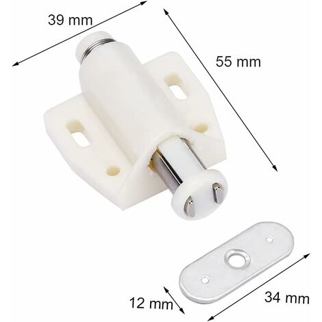 2x loqueteau magnétique à aimant rond blanc avec vis contreplaque à visser  universel porte placard cuisine