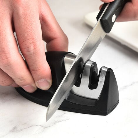 Aiguiseur de couteau professionnel, aiguiseur de couteau manuel 4 en 1,  aiguiseur avec base antidérapante pour couteaux, couteau de cuisine,  ciseaux