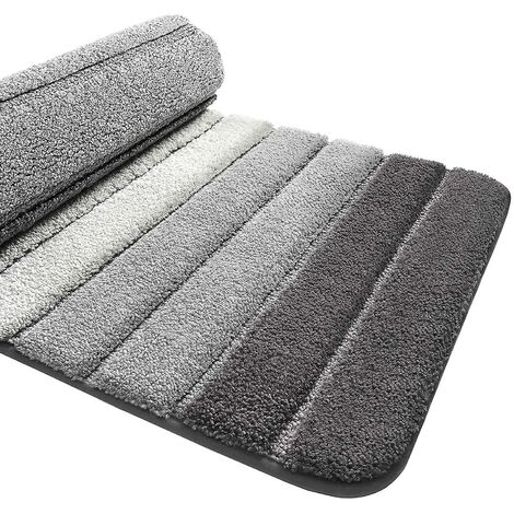 Enyhom Tapis de bain en microfibre extra doux, antidérapant, lavable, gris foncé, moelleux et absorbant l'eau, 50 x 80 cm